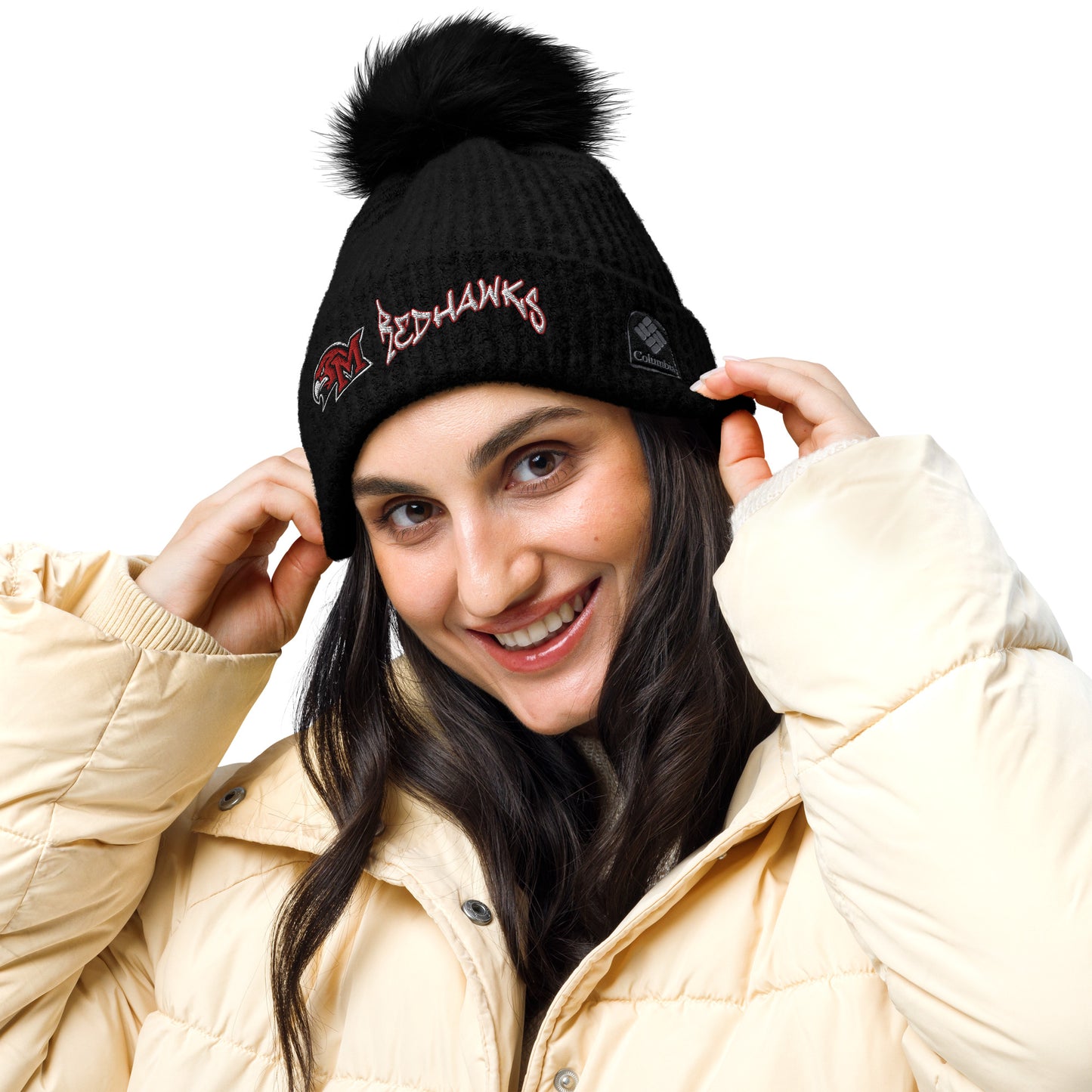 Redhawks Columbia pom-pom beanie
